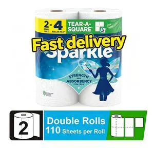 Sparkle Tear-A-Square Paper Towels, 2 Double Rolls, 110 Sheets per Roll Sparkle Tear-A-Square Paper Towels, 2 Double Rolls, 110 Sheets per Roll