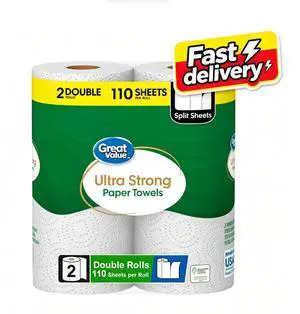 Great Value Ultra Strong Paper Towels, White, 2 Double Rolls Great Value Ultra Strong Paper Towels, White, 2 Double Rolls