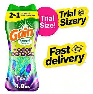 Gain Laundry Scent Beads, Odor Defense 2-in-1 In-Wash Scent Booster, Super Fresh Blast Scent, 4.8 oz Gain Laundry Scent Beads, Odor Defense 2-in-1 In-Wash Scent Booster, Super Fresh Blast Scent, 4.8 oz