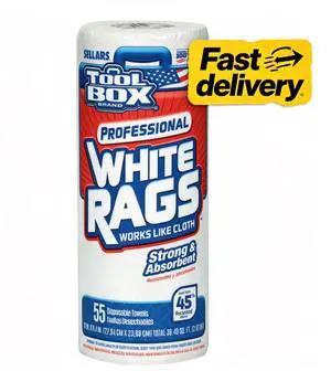 ToolBox Professional White Rags: Multi-Surface Cleaning Disposable Towel, 1 Roll (55 Sheets/Roll) ToolBox Professional White Rags: Multi-Surface Cleaning Disposable Towel, 1 Roll (55 Sheets/Roll)