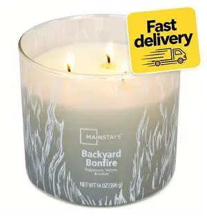Mainstays 3-Wick Ombre Wrap Backyard Bonfire Scented Jar Candle, 14 oz Mainstays 3-Wick Ombre Wrap Backyard Bonfire Scented Jar Candle, 14 oz