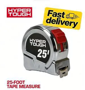 Hyper Tough 25-foot Chrome Tape Measure with Nylon Coated Blade Hyper Tough 25-foot Chrome Tape Measure with Nylon Coated Blade