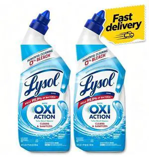 Lysol Toilet Bowl Cleaner Clinging Gel, OXI Action, Sanitizing Bathroom Cleaner and Toilet Bowl Stain Remover, Bleach Free, 24 fl oz (2 Pack) Lysol Toilet Bowl Cleaner Clinging Gel, OXI Action, Sanitizing Bathroom Cleaner and Toilet Bowl Stain Remover, Bleach Free, 24 fl oz (2 Pack)