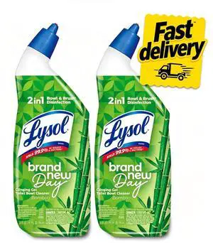 Lysol Toilet Bowl Cleaner Clinging Gel, Disinfecting Bathroom Cleaner and Toilet Bowl Stain Remover, Bamboo Scent, 24 fl oz (2 Pack) Lysol Toilet Bowl Cleaner Clinging Gel, Disinfecting Bathroom Cleaner and Toilet Bowl Stain Remover, Bamboo Scent, 24 fl oz (2 Pack)