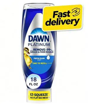 Dawn Platinum EZ-Squeeze Dish Soap Liquid, Dishwashing Liquid, Grease Removal, Fresh Rain, 18oz Dawn Platinum EZ-Squeeze Dish Soap Liquid, Dishwashing Liquid, Grease Removal, Fresh Rain, 18oz