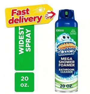 Scrubbing Bubbles Mega Shower Foamer Aerosol, Tough Foaming Bathroom, Tile, Shower & Tub Disinfectant Cleaner, Rainshower, 20 oz Scrubbing Bubbles Mega Shower Foamer Aerosol, Tough Foaming Bathroom, Tile, Shower & Tub Disinfectant Cleaner, Rainshower, 20 oz