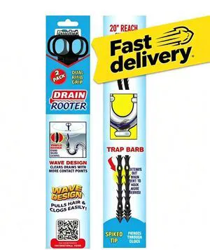 Dr. Rooter 20" Drain Snake with 46 Trap Spikes, Non-Toxic & Reusable, 2 Pack Dr. Rooter 20" Drain Snake with 46 Trap Spikes, Non-Toxic & Reusable, 2 Pack