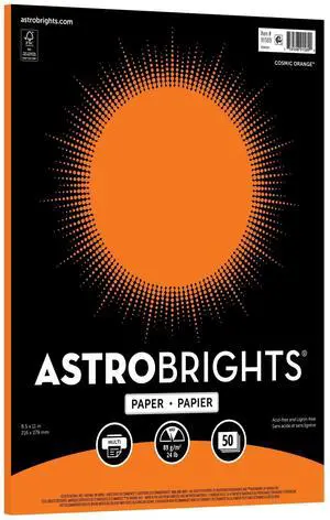Astrobrights Colored Paper, 8.5" x 11", 24 lb./89 gsm, Cosmic Orange, 50 Sheets Astrobrights Colored Paper, 8.5" x 11", 24 lb./89 gsm, Cosmic Orange, 50 Sheets