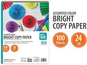 Pen+Gear Assorted Primary Copy Paper, 8.5" x 11", 24 lb, 100 Sheets Pen+Gear Assorted Primary Copy Paper, 8.5" x 11", 24 lb, 100 Sheets