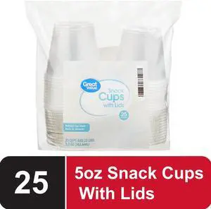 Great Value Snack Cups with Lids, 5.5 oz, 25 Count Great Value Snack Cups with Lids, 5.5 oz, 25 Count