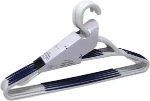 Mainstays Non-Slip Plastic Swivel Neck Clothing Hangers, 5 Count, White & Blue, Adult Mainstays Non-Slip Plastic Swivel Neck Clothing Hangers, 5 Count, White & Blue, Adult