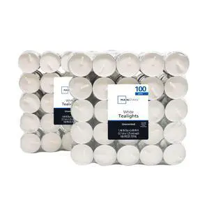 Mainstays White Unscented Indoor/Outdoor Tealight Candles, 100 Count Mainstays White Unscented Indoor/Outdoor Tealight Candles, 100 Count