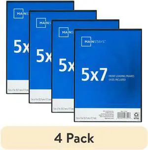 (4 pack) Mainstays 5x7 Picture Frame Black Front Loading Wall or Tabletop Photo Frame (4 pack) Mainstays 5x7 Picture Frame Black Front Loading Wall or Tabletop Photo Frame
