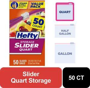 Hefty Slider Quart Storage Bags, 50 Count Hefty Slider Quart Storage Bags, 50 Count