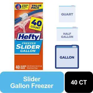 Hefty Slider Gallon Freezer Bags, 40 Count Hefty Slider Gallon Freezer Bags, 40 Count