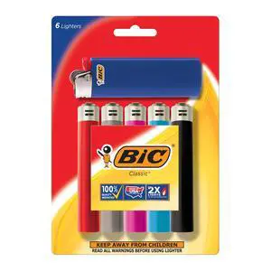 BIC Classic Pocket Lighter, Assorted Colors, 6 Count BIC Classic Pocket Lighter, Assorted Colors, 6 Count