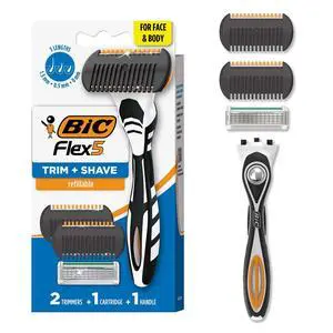 BIC Flex 5 Trim and Shave Grooming Kit, 1 Cartridge, 2 Trimmers, Dorm Essentials for Guys BIC Flex 5 Trim and Shave Grooming Kit, 1 Cartridge, 2 Trimmers, Dorm Essentials for Guys