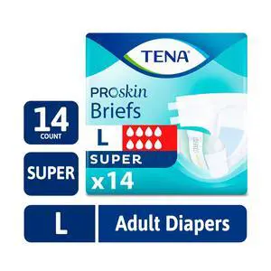 TENA ProSkin Unisex Adult Diapers, Super Absorbency, Large, 14 Count TENA ProSkin Unisex Adult Diapers, Super Absorbency, Large, 14 Count