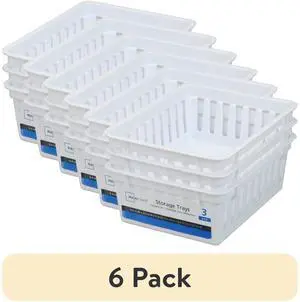 (6 pack) Mainstays 3-Pack Square Mini Plastic Storage Tray Organizers, Stackable Drawer Organizer Bins for Kitchen, Desk, Bathroom and Vanity Organization, White (6 pack) Mainstays 3-Pack Square Mini Plastic Storage Tray Organizers, Stackable Drawer Organizer Bins for Kitchen, Desk, Bathroom and Vanity Organization, White
