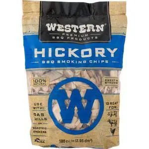 Western Premium BBQ Products Hickory BBQ Smoking Chips, 180 Cu in Western Premium BBQ Products Hickory BBQ Smoking Chips, 180 Cu in