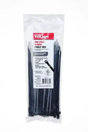 Hyper Tough 8 inch 75lb Cable Ties UV Resistant Black 100 Count Hyper Tough 8 inch 75lb Cable Ties UV Resistant Black 100 Count