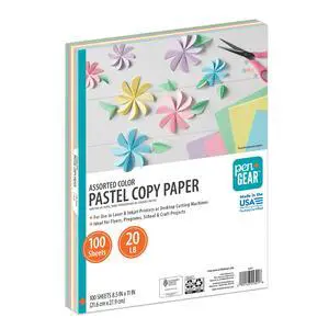 Pen+Gear Assorted Pastel Copy Paper, 8.5" x 11", 20 lb, 100 Sheets Pen+Gear Assorted Pastel Copy Paper, 8.5" x 11", 20 lb, 100 Sheets