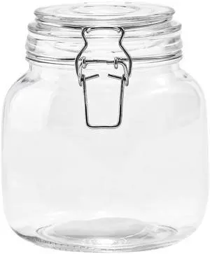 Mainstays 38 oz Glass Food Storage Jar Canister with Locking Airtight Lid Mainstays 38 oz Glass Food Storage Jar Canister with Locking Airtight Lid