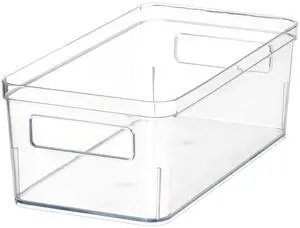 Mainstays Medium Clear Plastic Pantry Storage Organizer Bin with Handles, 12 in x 6 in x 4 in Mainstays Medium Clear Plastic Pantry Storage Organizer Bin with Handles, 12 in x 6 in x 4 in