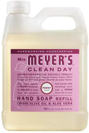 MRS. MEYER'S CLEAN DAY Liquid Hand Soap Refill, Peony Scent, 33 fl oz MRS. MEYER'S CLEAN DAY Liquid Hand Soap Refill, Peony Scent, 33 fl oz