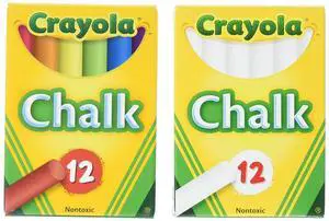 Crayola Non-Toxic White Chalk(12 ct box)and Colored Chalk(12 ct box) Bundle Crayola Non-Toxic White Chalk(12 ct box)and Colored Chalk(12 ct box) Bundle