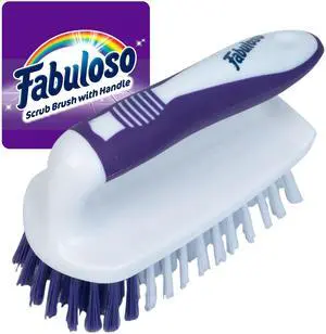 Fabuloso Compact Scrub Brush with Handle, White and Purple, 5.5 Inch Fabuloso Compact Scrub Brush with Handle, White and Purple, 5.5 Inch