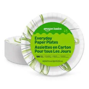 Basics Everyday Disposable Paper Plates, 8.62 Inch, Microwave-Safe, Cut Resistant, Soak-Proof, 100 Count, Packaging May Vary Basics Everyday Disposable Paper Plates, 8.62 Inch, Microwave-Safe, Cut Resistant, Soak-Proof, 100 Count, Packaging May Vary