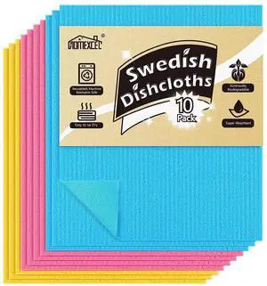 HOMEXCEL 10PK Swedish Dishcloths for Kitchen, Absorbent Dish Cloths, 7x6in HOMEXCEL 10PK Swedish Dishcloths for Kitchen, Absorbent Dish Cloths, 7x6in