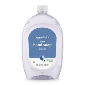 Amazon Basics Gentle & Mild Clear Liquid Hand Soap Refill, Triclosan-Free, Dermatologist-Tested, pH Balanced, Cruelty-Free, 50 Fluid Ounces, 1-Pack (Previously Solimo) Amazon Basics Gentle & Mild Clear Liquid Hand Soap Refill, Triclosan-Free, Dermatologist-Tested, pH Balanced, Cruelty-Free, 50 Fluid Ounces, 1-Pack (Previously Solimo)