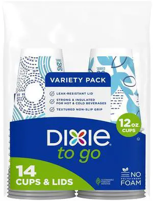 Dixie To Go Coffee Cups With Lids, 12 oz, Disposable Insulated Paper Cups Dixie To Go Coffee Cups With Lids, 12 oz, Disposable Insulated Paper Cups