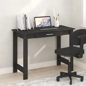 Jaya Desk, 39.2 Wide Computer Desk with Drawer, Darkwood Jaya Desk, 39.2 Wide Computer Desk with Drawer, Darkwood