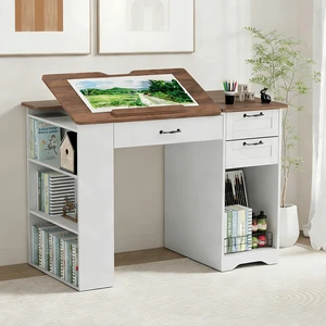 Drafting Table with Storage Cabinet & Drawers, Adjustable Drawing Desk with Open Shelves, Craft Table Painting Desk for Artists, Painters, Drawing, Crafting, Reading, Writing, Working Drafting Table with Storage Cabinet & Drawers, Adjustable Drawing Desk with Open Shelves, Craft Table Painting Desk for Artists, Painters, Drawing, Crafting, Reading, Writing, Working