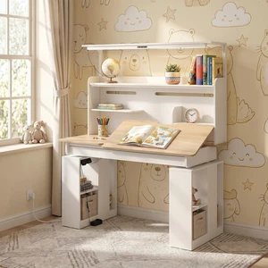 55" Electric Standing Drafting Table with Lights and Tiltable Desktop, Height Adjustable Drawing Table with Memory Presets, Drawer and Side Shelves, White and Oak 55.1" W x 23.6" D x 63"-79" H 55" Electric Standing Drafting Table with Lights and Tiltable Desktop, Height Adjustable Drawing Table with Memory Presets, Drawer and Side Shelves, White and Oak 55.1" W x 23.6" D x 63"-79" H