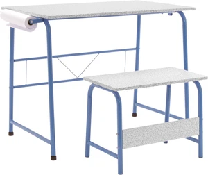 Project Center, Kids Craft Table with Bench In Blue / Spatter Gray 55126 Project Center, Kids Craft Table with Bench In Blue / Spatter Gray 55126