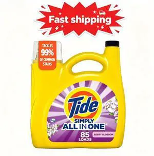 Tide Simply Liquid Laundry Detergent, Clean & Fresh, Berry Blossom Scent, 85 Loads, 107 fl oz Tide Simply Liquid Laundry Detergent, Clean & Fresh, Berry Blossom Scent, 85 Loads, 107 fl oz
