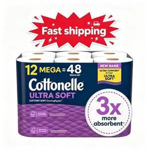 Cottonelle Ultra Soft Toilet Paper, Strong Toilet Tissue, 12 Mega Rolls Cottonelle Ultra Soft Toilet Paper, Strong Toilet Tissue, 12 Mega Rolls