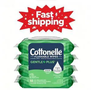 Cottonelle Gentle Plus Flushable Wet Wipes, 4 Flip-Top Packs Cottonelle Gentle Plus Flushable Wet Wipes, 4 Flip-Top Packs