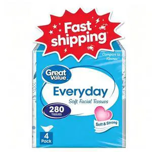 Great Value Everyday Soft Facial Tissues, 4 Cubes, 70 Tissues per Cube, 2-Ply Great Value Everyday Soft Facial Tissues, 4 Cubes, 70 Tissues per Cube, 2-Ply