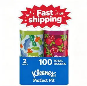Kleenex Perfect Fit 2-Ply Canister Facial Tissues, 2 Pack (100 Total Tissues) Kleenex Perfect Fit 2-Ply Canister Facial Tissues, 2 Pack (100 Total Tissues)