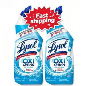 Lysol Toilet Bowl Cleaner Clinging Gel, OXI Action, Sanitizing Bathroom Cleaner and Toilet Bowl Stain Remover, Bleach Free, 24 fl oz (2 Pack) Lysol Toilet Bowl Cleaner Clinging Gel, OXI Action, Sanitizing Bathroom Cleaner and Toilet Bowl Stain Remover, Bleach Free, 24 fl oz (2 Pack)