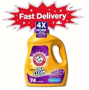 ARM & HAMMER Plus OxiClean with Odor Blasters Liquid Detergent, Fresh Burst, 96.2 fl oz, 74 Loads ARM & HAMMER Plus OxiClean with Odor Blasters Liquid Detergent, Fresh Burst, 96.2 fl oz, 74 Loads