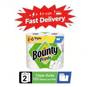 Bounty Paper Towels Select-A-Size Print, 2 Triple Rolls, 123 Sheets per Roll Bounty Paper Towels Select-A-Size Print, 2 Triple Rolls, 123 Sheets per Roll
