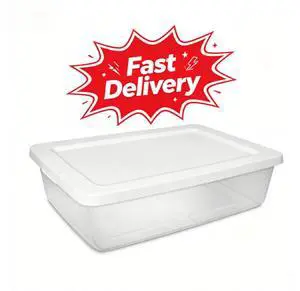 Sterilite 28 Quart Small Storage Bin, Clear Plastic Storage Container with Snap-On Lid, White Sterilite 28 Quart Small Storage Bin, Clear Plastic Storage Container with Snap-On Lid, White