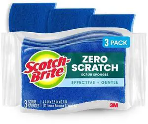 (3 pack) Scotch-Brite Zero Scratch, Non-Scratch, Cleaning Scrub Sponge, 3 Dish Sponges (3 pack) Scotch-Brite Zero Scratch, Non-Scratch, Cleaning Scrub Sponge, 3 Dish Sponges