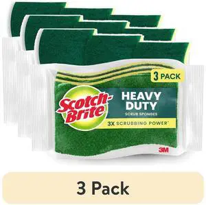 (3 pack) Scotch-Brite Heavy Duty Cleaning Scrub Sponge, 3 Dish Sponges (3 pack) Scotch-Brite Heavy Duty Cleaning Scrub Sponge, 3 Dish Sponges
